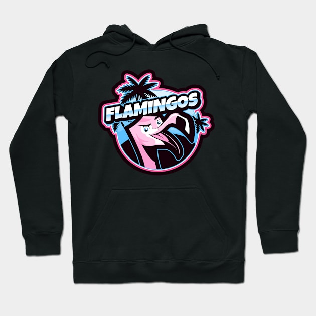 Flamingos Head with Words on Top Hoodie by Flamingos Hockey